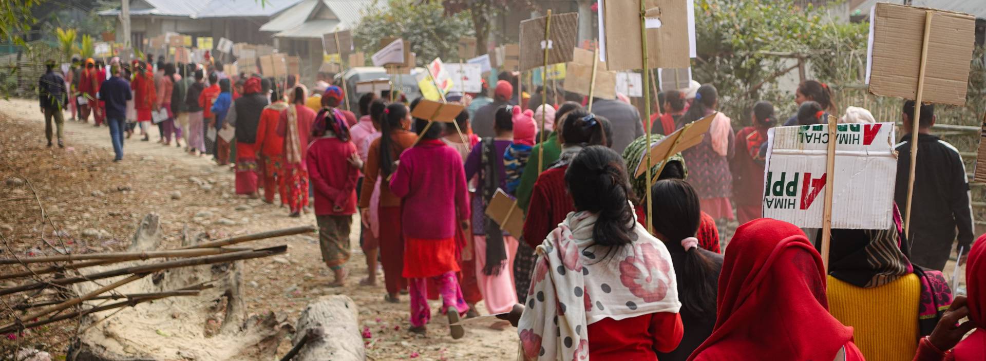 Women farmers in Nepal protest for better nutrition.