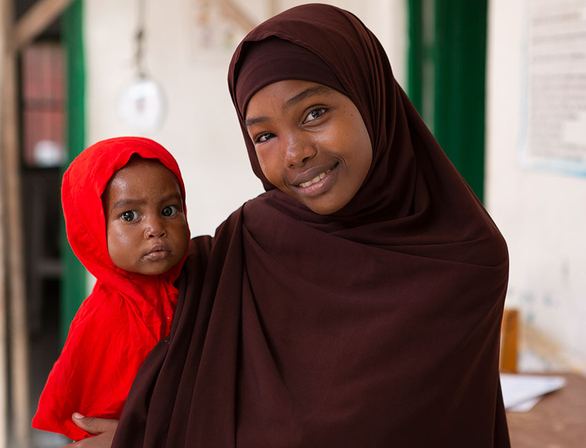 Fatuma with her daughter Fatuma at an Action Against Hunger treatment centre in Somalia.
