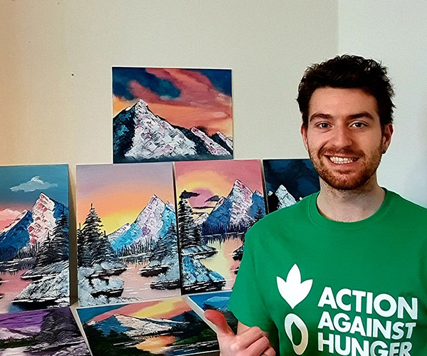 Action Against Hunger fundraiser with his paintings