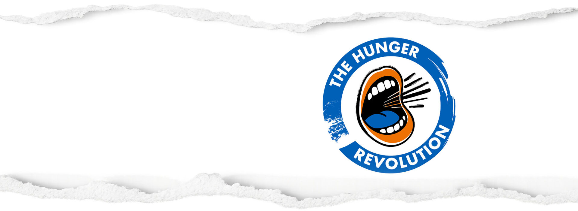 The Hunger Revolution with shouting blue mouth.
